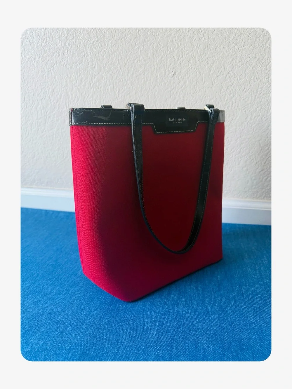 ★ Vintage Kate Spade New York Structured Nylon/Leather Shoulder Bag Red/Black ★